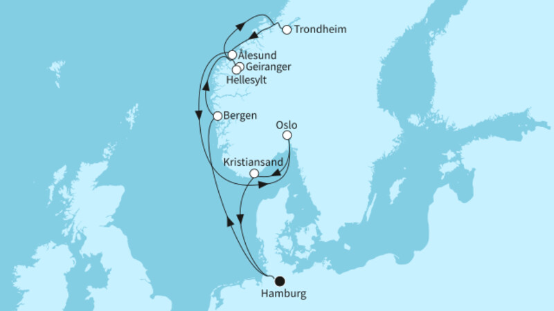 11 Nächte - Norwegens Fjordwelten - ab/bis Hamburg 11 Nächte - Norwegens Fjordwelten - ab/bis Hamburg