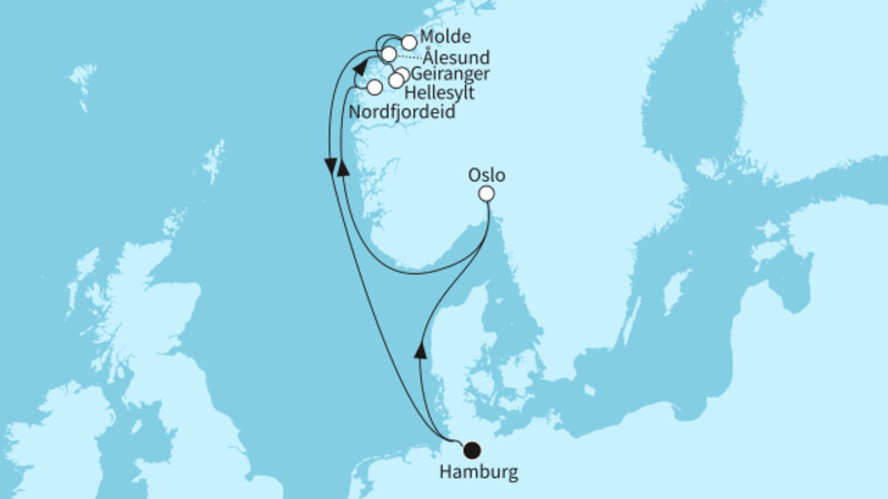 9 Nächte - Norwegens Fjordwelten - ab/bis Hamburg 9 Nächte - Norwegens Fjordwelten - ab/bis Hamburg