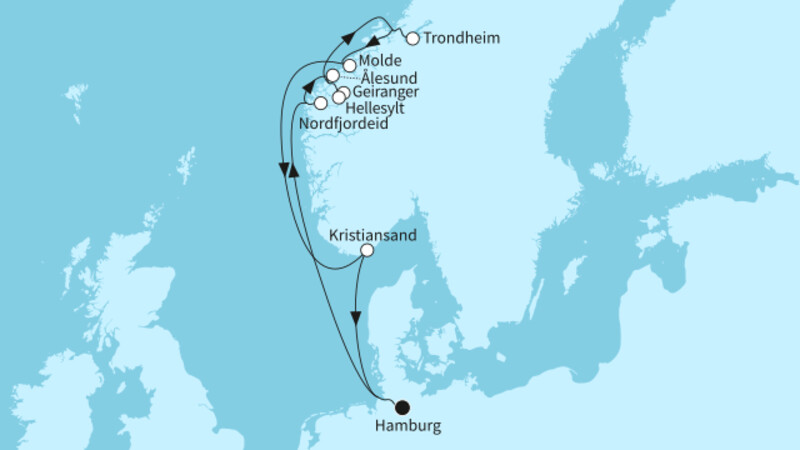 11 Nächte - Norwegens Fjordwelten - ab/bis Hamburg 11 Nächte - Norwegens Fjordwelten - ab/bis Hamburg