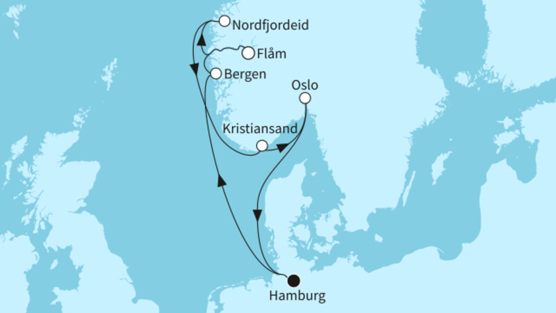 9 Nächte - Norwegens Fjordwelten - ab/bis Hamburg 9 Nächte - Norwegens Fjordwelten - ab/bis Hamburg