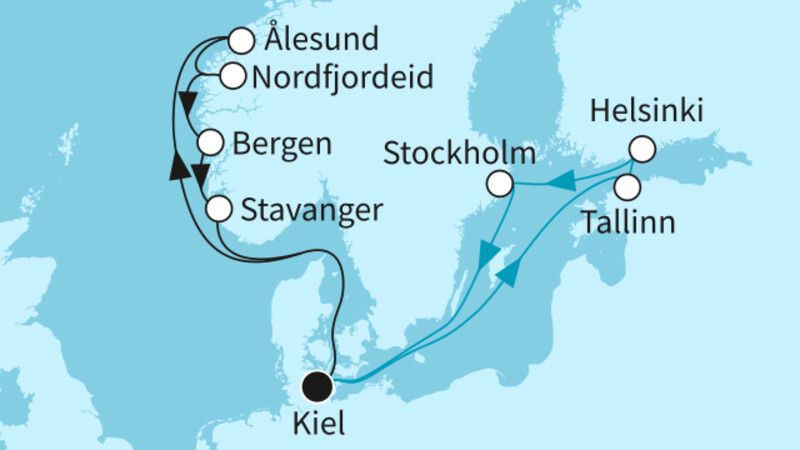 14 Nächte - Fjordwelten und Ostseeperlen - ab/bis Kiel 14 Nächte - Fjordwelten und Ostseeperlen - ab/bis Kiel