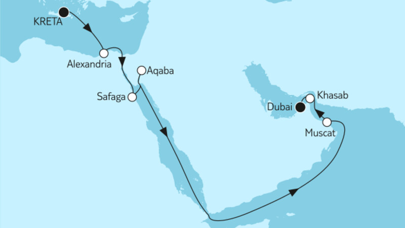 16 Nächte - Östliches Mittelmeer bis Dubai