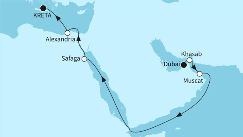 15 Nächte - Dubai bis Heraklion