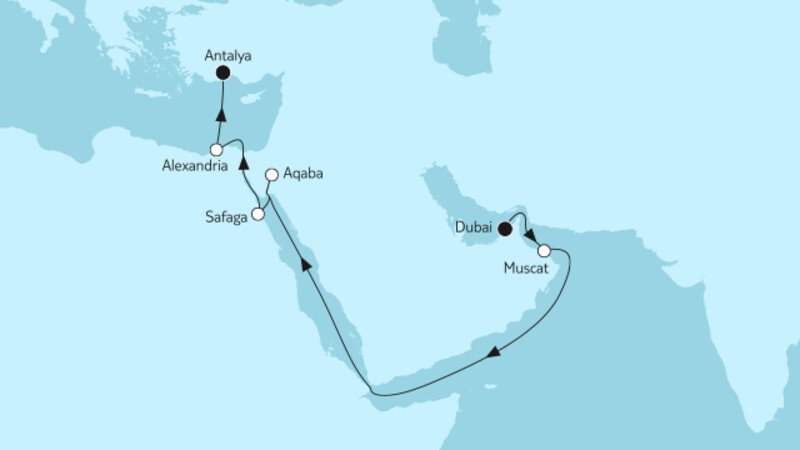 Dubai bis Östliches Mittelmeer 