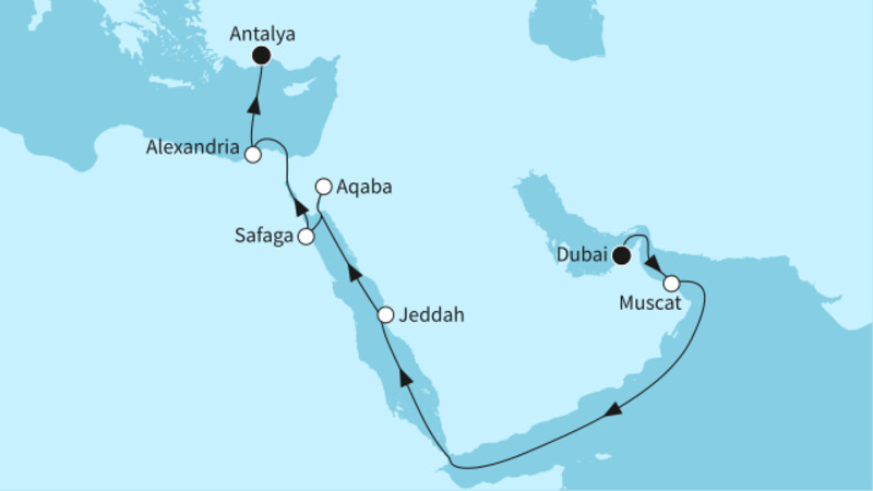 16 Nächte - Transsuezkanal - ab Dubai/bis Antalya