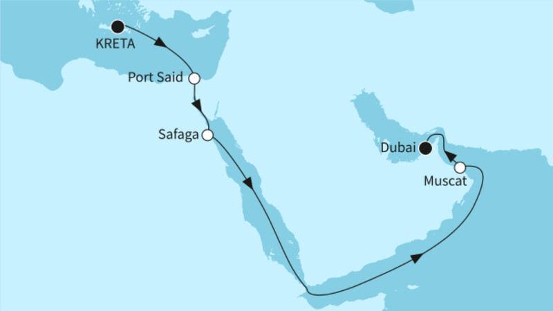 13 Nächte - Transsuezkanal - ab Heraklion/bis Dubai