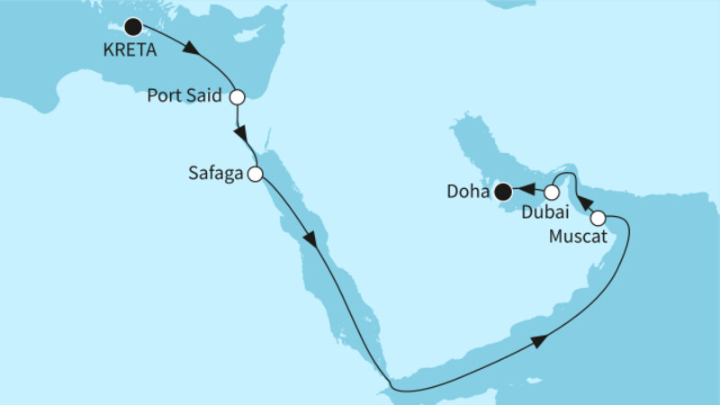 15 Nächte - Transsuezkanal - ab Heraklion/bis Dubai