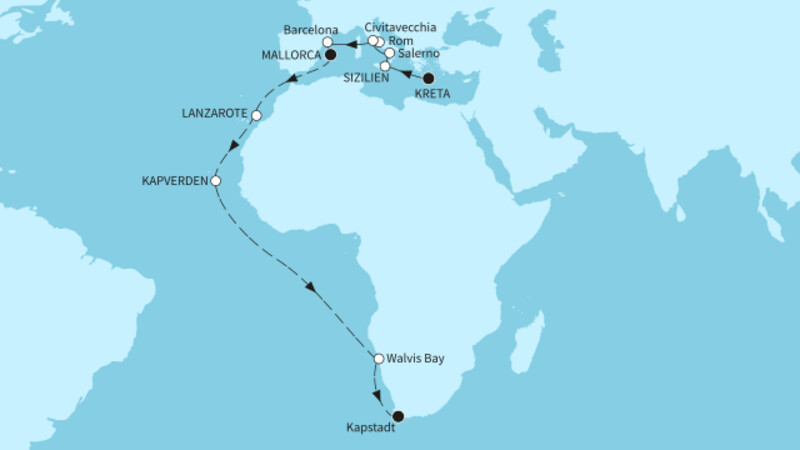 25 Nächte - Transozean - ab Heraklion/bis Kapstadt 25 Nächte - Transozean - ab Heraklion/bis Kapstadt