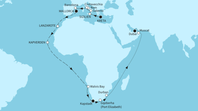 41 Nächte - Weltentdecker-Route - ab Heraklion/bis Dubai 41 Nächte - Weltentdecker-Route - ab Heraklion/bis Dubai