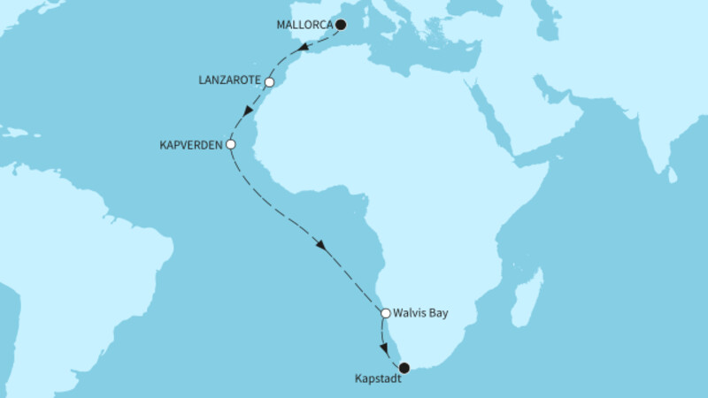 18 Nächte - Transozean - ab Palma/bis Kapstadt 18 Nächte - Transozean - ab Palma/bis Kapstadt