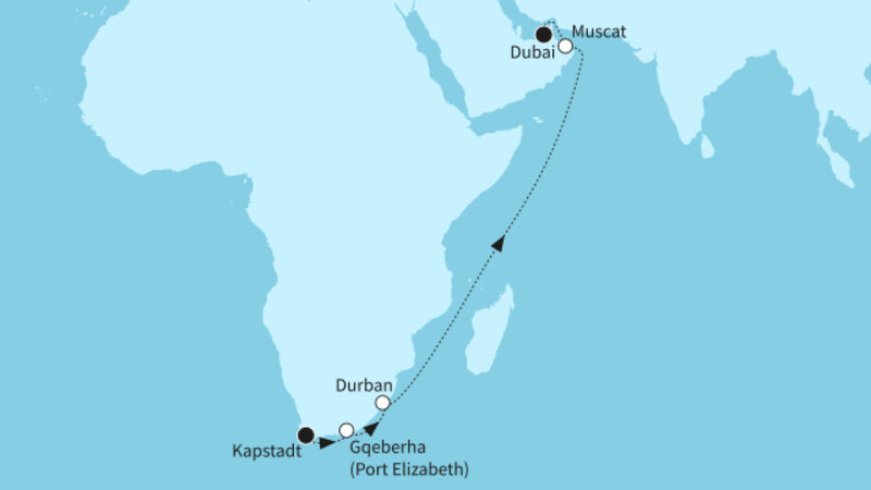 16 Nächte - Auszeit zwischen den Kontinenten - ab Kapstadt/bis Dubai 16 Nächte - Auszeit zwischen den Kontinenten - ab Kapstadt/bis Dubai