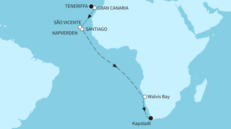 18 Nächte - Transozean mit Kapverdischen Inseln - ab Teneriffa/bis Kapstadt 18 Nächte - Transozean mit Kapverdischen Inseln - ab Teneriffa/bis Kapstadt