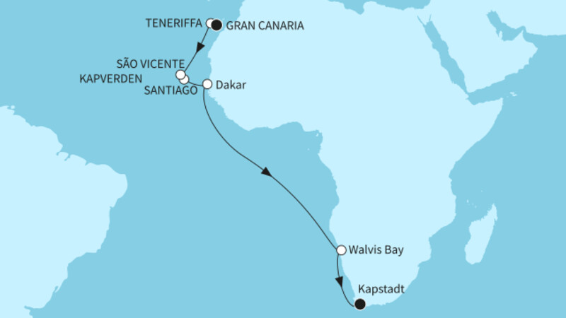 20 Nächte - Höhepunkte entlang Westafrikas Küste - ab Las Palmas/bis Kapstadt 20 Nächte - Höhepunkte entlang Westafrikas Küste - ab Las Palmas/bis Kapstadt