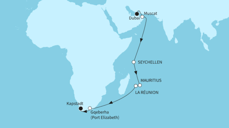20 Nächte - Auszeit zwischen den Kontinenten - ab Dubai/bis Kapstadt 20 Nächte - Auszeit zwischen den Kontinenten - ab Dubai/bis Kapstadt