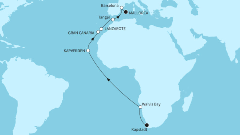 20 Nächte - Transozean - ab Kapstadt/bis Palma 20 Nächte - Transozean - ab Kapstadt/bis Palma
