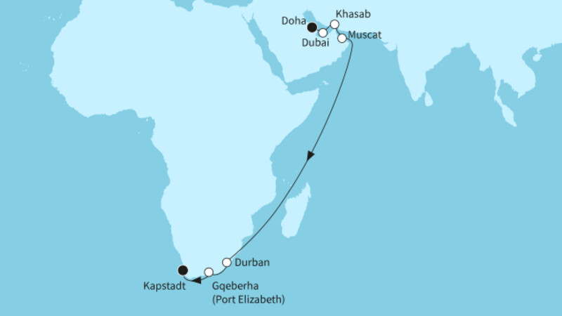 19 Nächte - Auszeit zwischen den Kontinenten - ab Doha/bis Kapstadt 19 Nächte - Auszeit zwischen den Kontinenten - ab Doha/bis Kapstadt