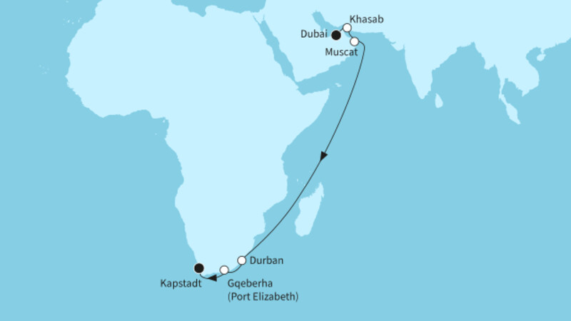 17 Nächte - Auszeit zwischen den Kontinenten - ab Dubai/bis Kapstadt 17 Nächte - Auszeit zwischen den Kontinenten - ab Dubai/bis Kapstadt