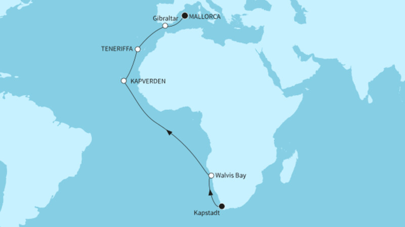 19 Nächte - Transozean - ab Kapstadt/bis Palma 19 Nächte - Transozean - ab Kapstadt/bis Palma