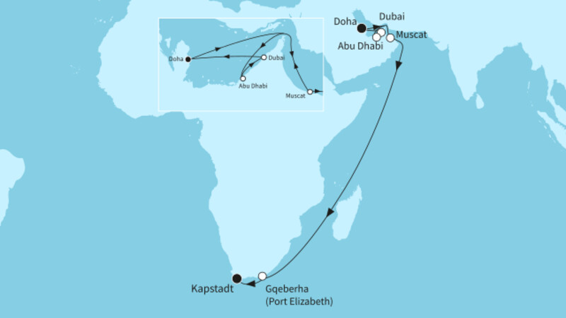 25 Nächte - Auszeit zwischen den Kontinenten - ab Doha/bis Kapstadt 25 Nächte - Auszeit zwischen den Kontinenten - ab Doha/bis Kapstadt