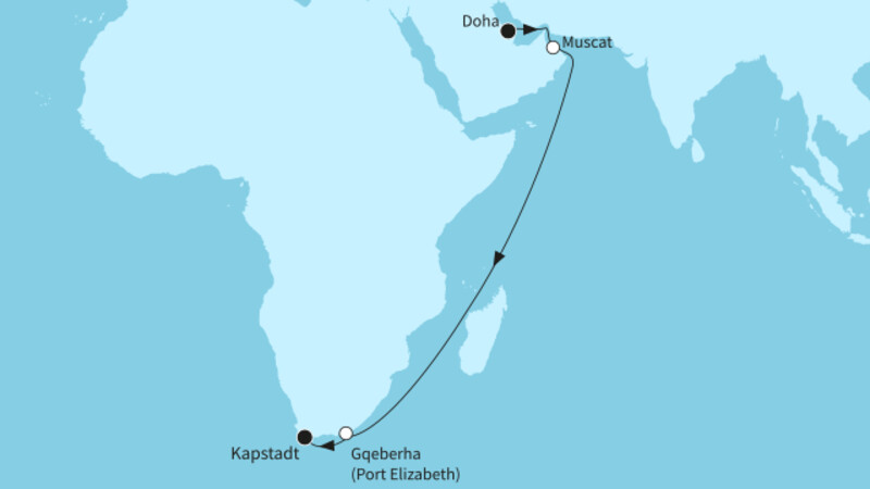 18 Nächte - Auszeit zwischen den Kontinenten - ab Doha/bis Kapstadt 18 Nächte - Auszeit zwischen den Kontinenten - ab Doha/bis Kapstadt