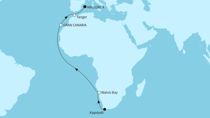 19 Nächte - Transozean - ab Kapstadt/bis Palma 19 Nächte - Transozean - ab Kapstadt/bis Palma