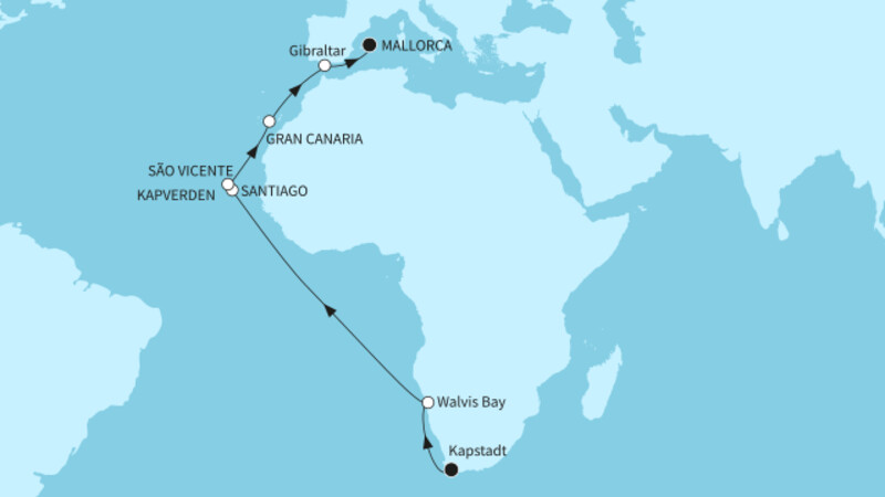 21 Nächte - Transozean - ab Kapstadt/bis Palma 21 Nächte - Transozean - ab Kapstadt/bis Palma