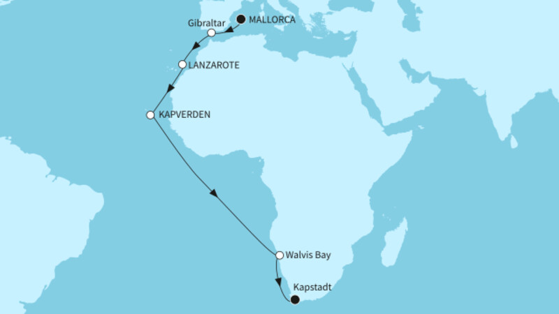 19 Nächte - Transozean - ab Palma/bis Kapstadt 19 Nächte - Transozean - ab Palma/bis Kapstadt