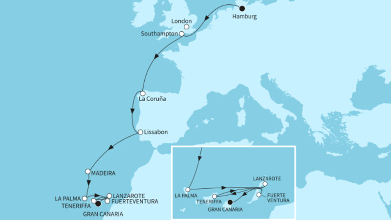 14 Nächte - Perlen des Atlantiks - ab Hamburg/bis Las Palmas 14 Nächte - Perlen des Atlantiks - ab Hamburg/bis Las Palmas