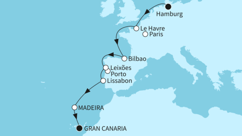 11 Nächte - Von Europas Westküste zu den Kanaren - ab Hamburg/bis Las Palmas 11 Nächte - Von Europas Westküste zu den Kanaren - ab Hamburg/bis Las Palmas