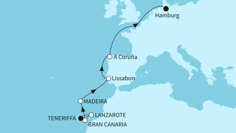 11 Nächte - Kanaren, Madeira und Europas Westküste - ab Santa Cruz/bis Hamburg 11 Nächte - Kanaren, Madeira und Europas Westküste - ab Santa Cruz/bis Hamburg
