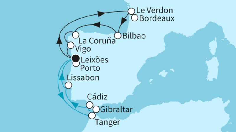 14 Nächte - Rund um die Iberische Halbinsel - ab/bis Leixões (Porto) 14 Nächte - Rund um die Iberische Halbinsel - ab/bis Leixões (Porto)