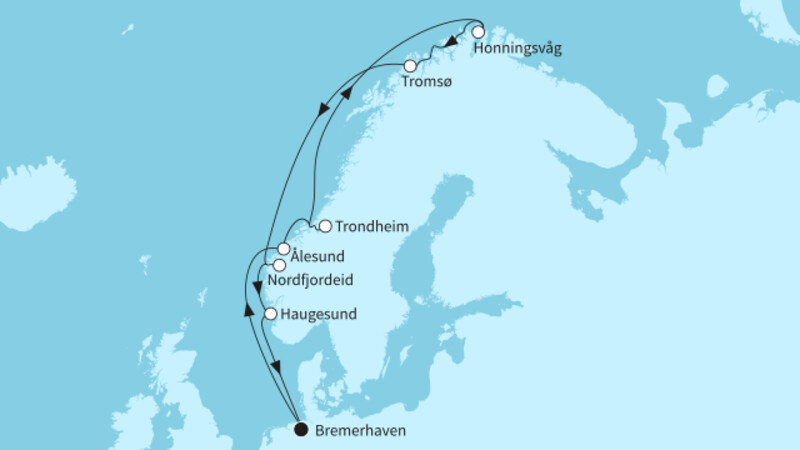 12 Nächte - Norwegens Fjordwelten mit Nordkap - ab/bis Bremerhaven 12 Nächte - Norwegens Fjordwelten mit Nordkap - ab/bis Bremerhaven