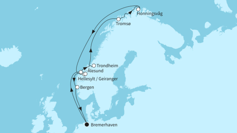 12 Nächte - Norwegens Fjordwelten mit Nordkap - ab/bis Bremerhaven 12 Nächte - Norwegens Fjordwelten mit Nordkap - ab/bis Bremerhaven