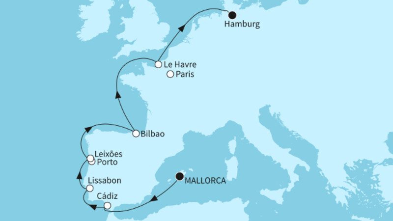 10 Nächte - Mallorca bis Hamburg