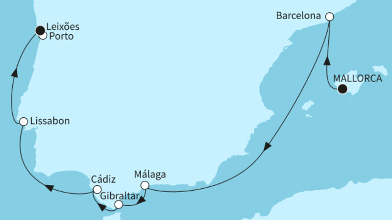 9 Nächte - Iberische Sonnenseiten - ab Palma/bis Leixoes (Porto) 9 Nächte - Iberische Sonnenseiten - ab Palma/bis Leixoes (Porto)