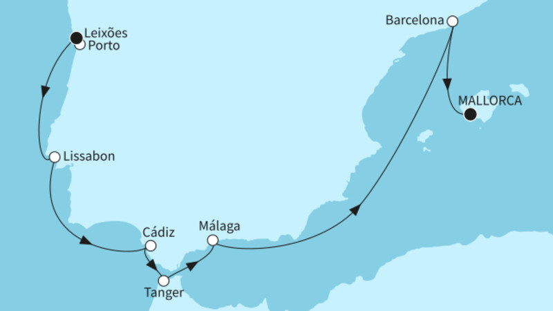 8 Nächte - Das Flair der Iberischen Küsten - ab Leixoes (Porto)/bis Palma 8 Nächte - Das Flair der Iberischen Küsten - ab Leixoes (Porto)/bis Palma