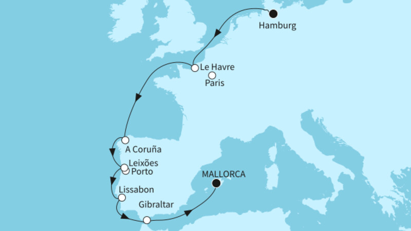 10 Nächte - Europas Westküste - ab Hamburg/bis Palma 10 Nächte - Europas Westküste - ab Hamburg/bis Palma