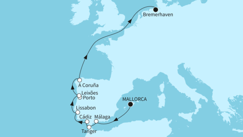 11 Nächte - Europas Westküste - ab Palma/bis Bremerhaven 11 Nächte - Europas Westküste - ab Palma/bis Bremerhaven