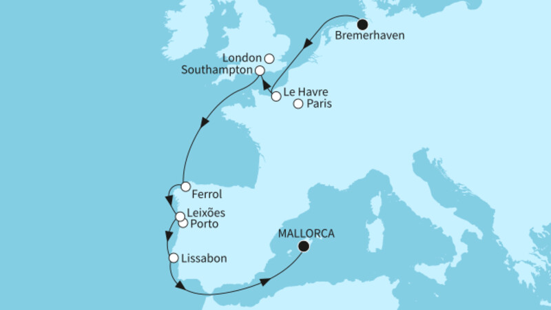 10 Nächte - Europas Westküste - ab Bremerhaven/bis Palma 10 Nächte - Europas Westküste - ab Bremerhaven/bis Palma